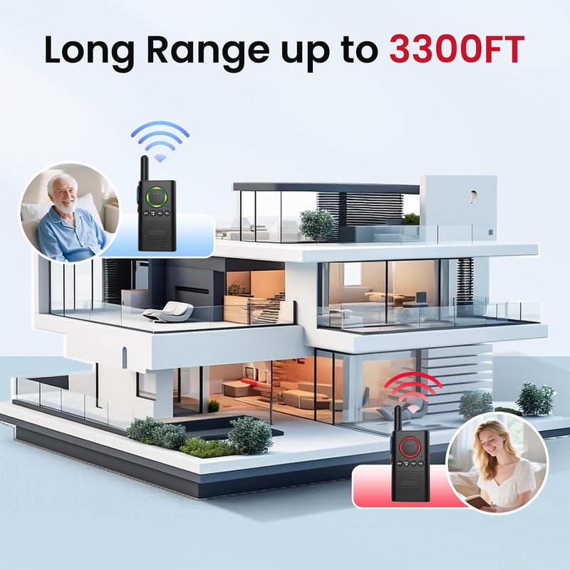 CallToU 2 Way Intercom for Elderly 3300FT Rechargeable 1000mAh Battery, VOX, Ideal for Caregivers & Emergencies Intercoms Wireless for Home/Outdoor Family Communication - Image 3